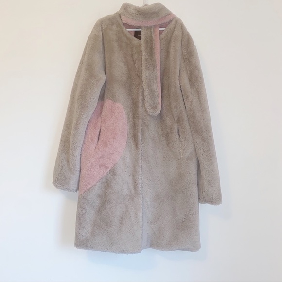 Imoga Frida Faux Fur Teddy Coat and Scarf with Pink Heart